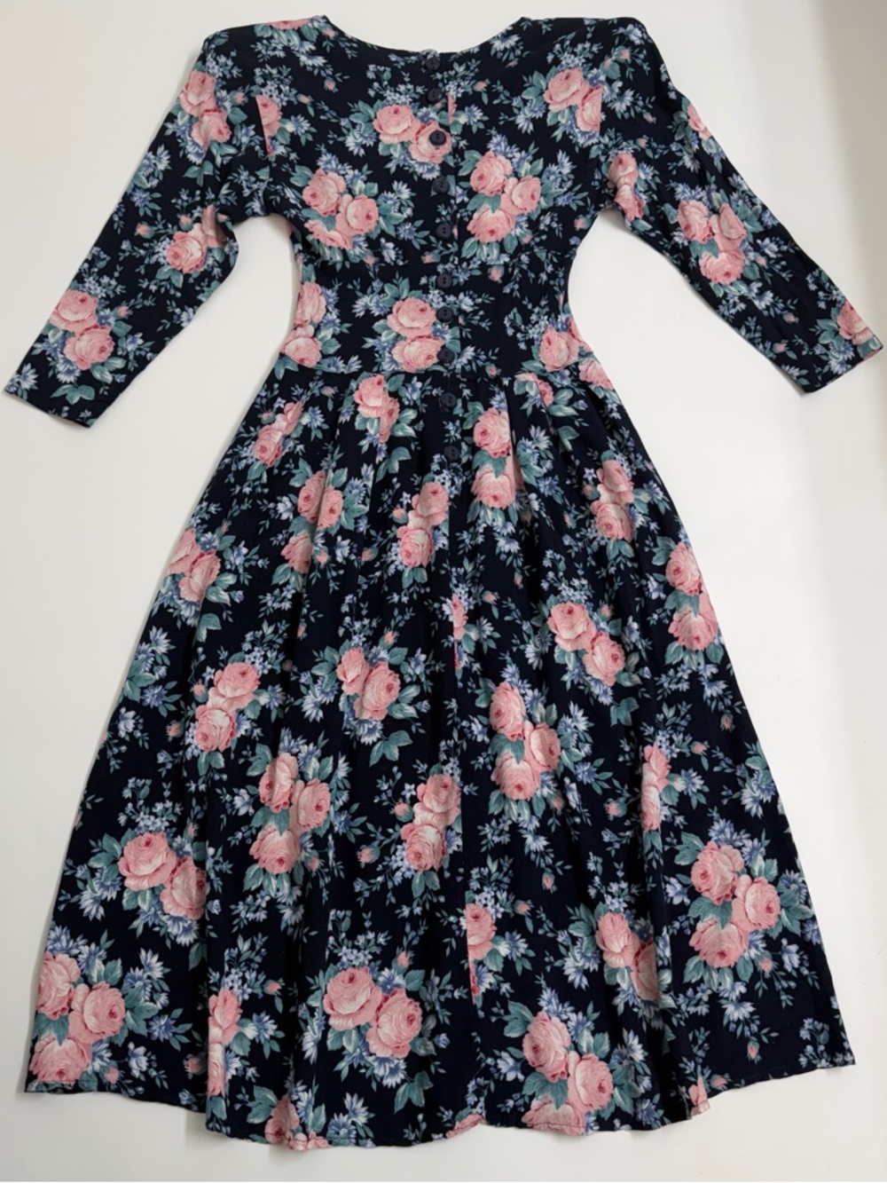 All‎ That Jazz VTG Floral MIDI Prairie Dress Empire Waist XS Cottagecore - Picture 6 of 11